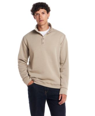 Men's Quarter Button Mock Neck Sweater Fleece