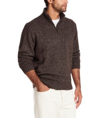 Men's Fuzzy Quarter Zip Long Sleeve Sweater