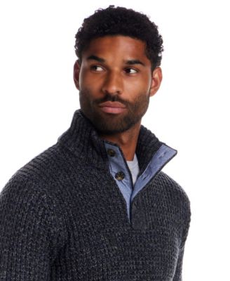 Men's Textured Mixy Fabric Mock Neck Sweater