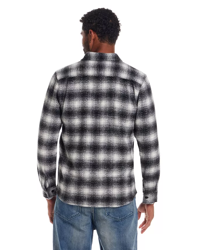 Wool Blend Brushed Plaid Shirt Jacket - thumbnail 4