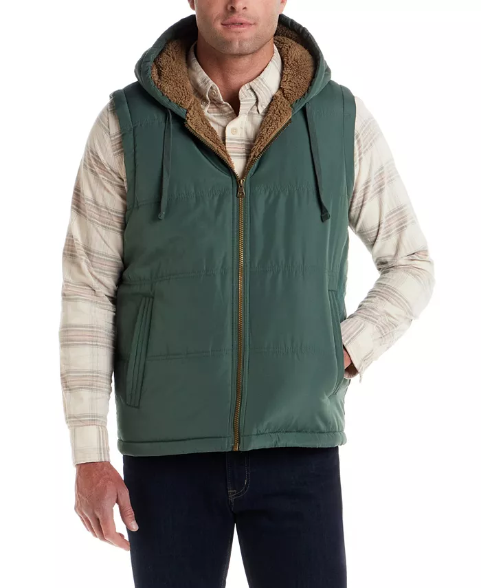 Men's Sherpa Lined Hooded Zip Front Puffer Jacket