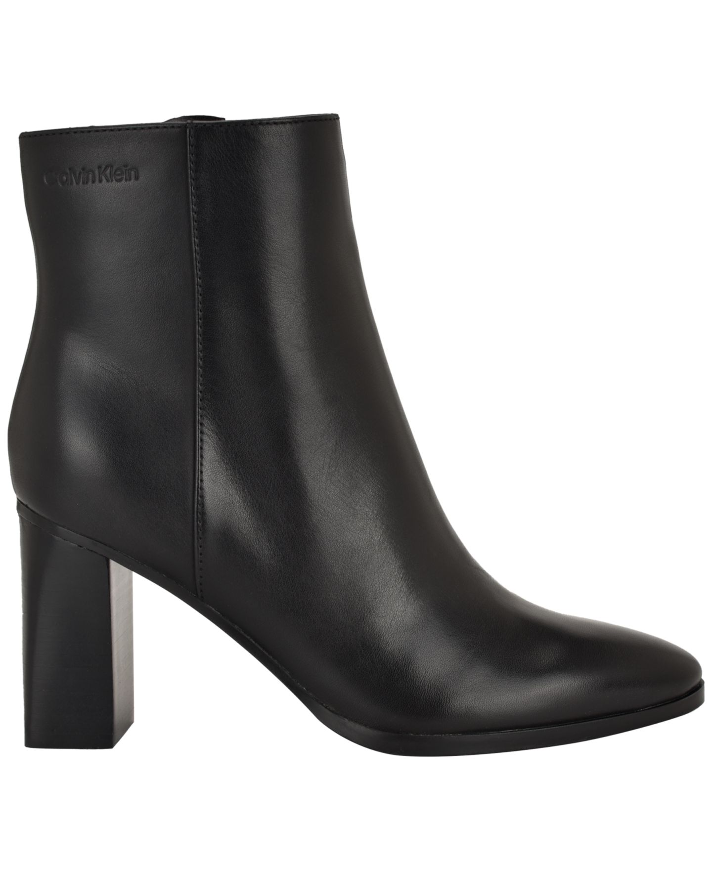 Женские ботинки Calvin Klein Dezzi High Block Heel Booties, цвет: Чёрный кожаный — фото 2