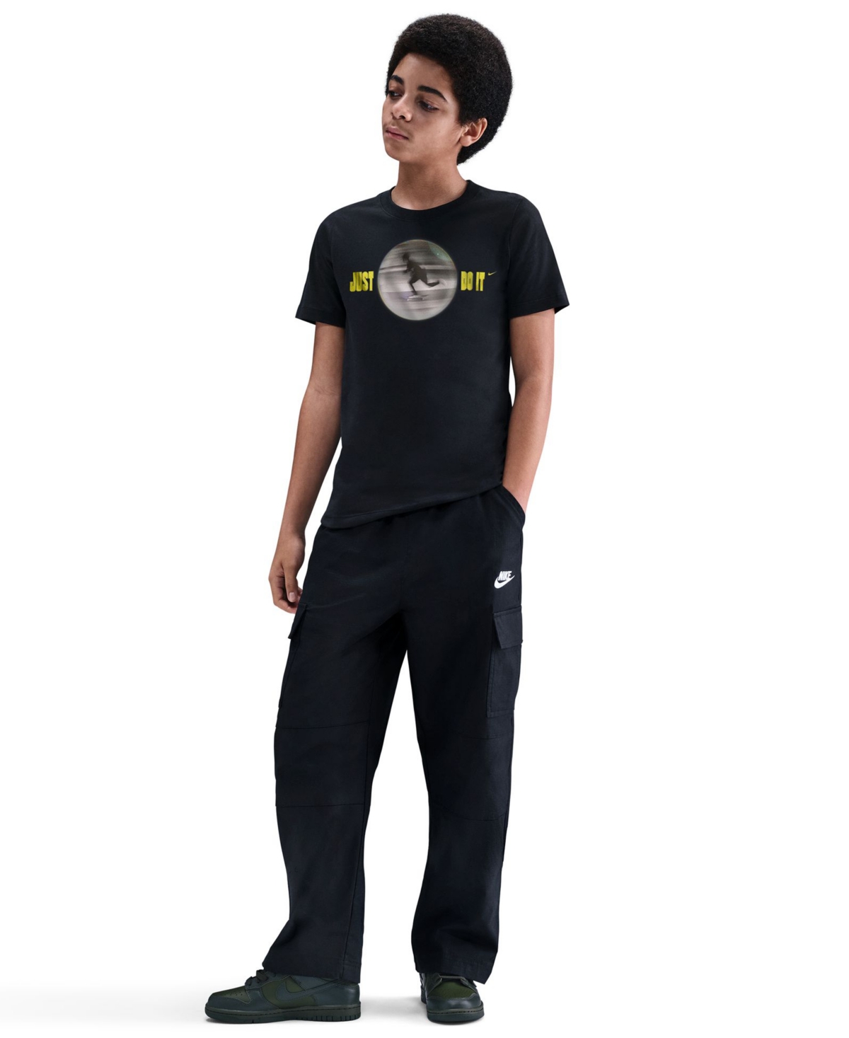 Nike Boys And Girls S-xl Calling Skate Short Sleeve T-shirt In Black