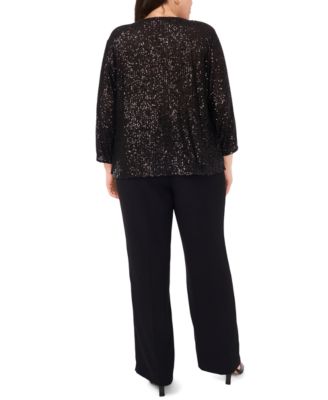 Plus Size Drape Neck 3/4-Sleeve Top