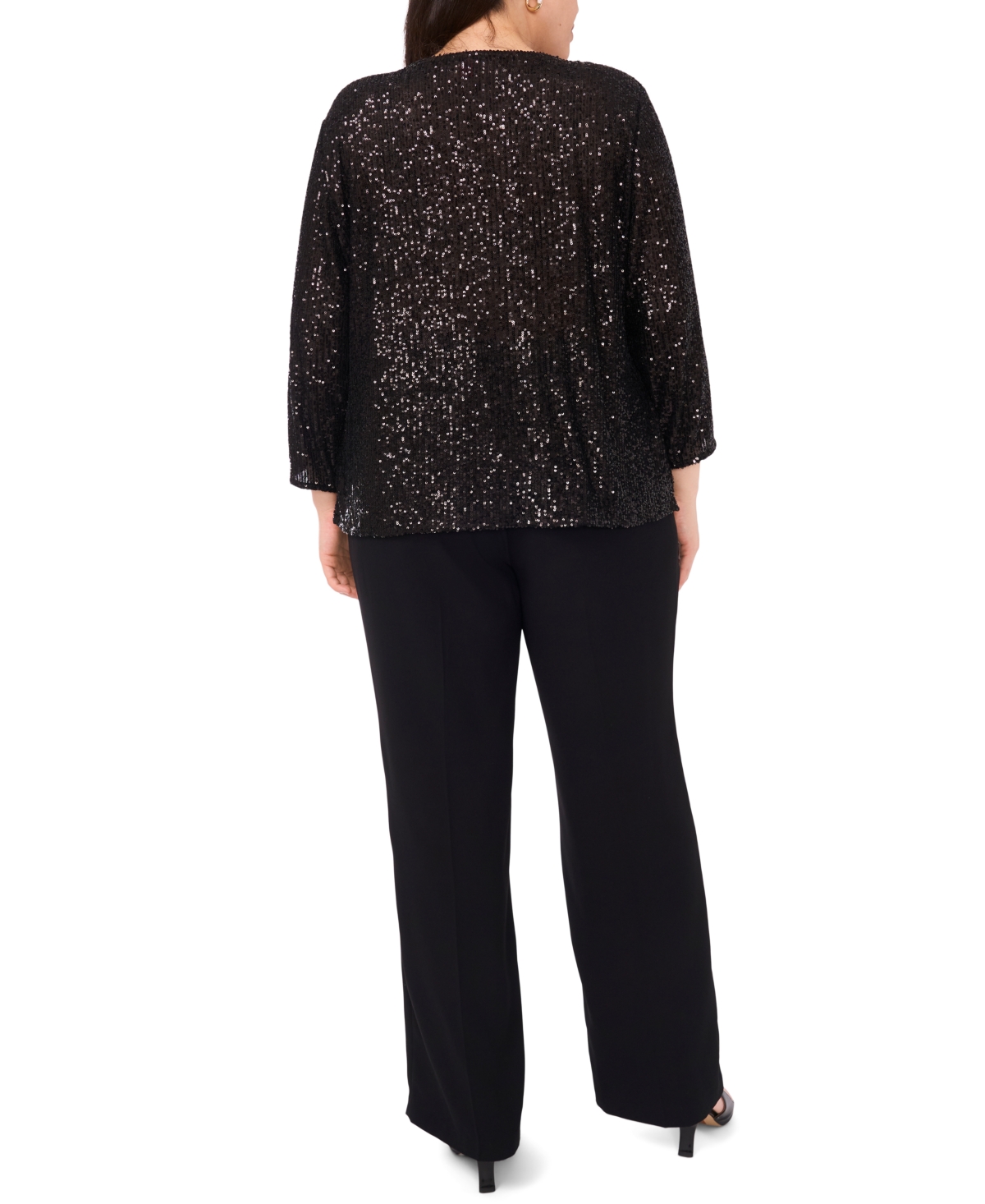Vince Camuto Plus Drape Neck 3/4-Sleeve Top