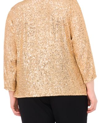 Plus Size Drape Neck 3/4-Sleeve Top