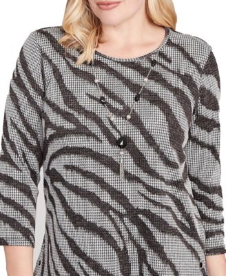 Petite Jet Setter Animal Houndstooth Crewneck Top