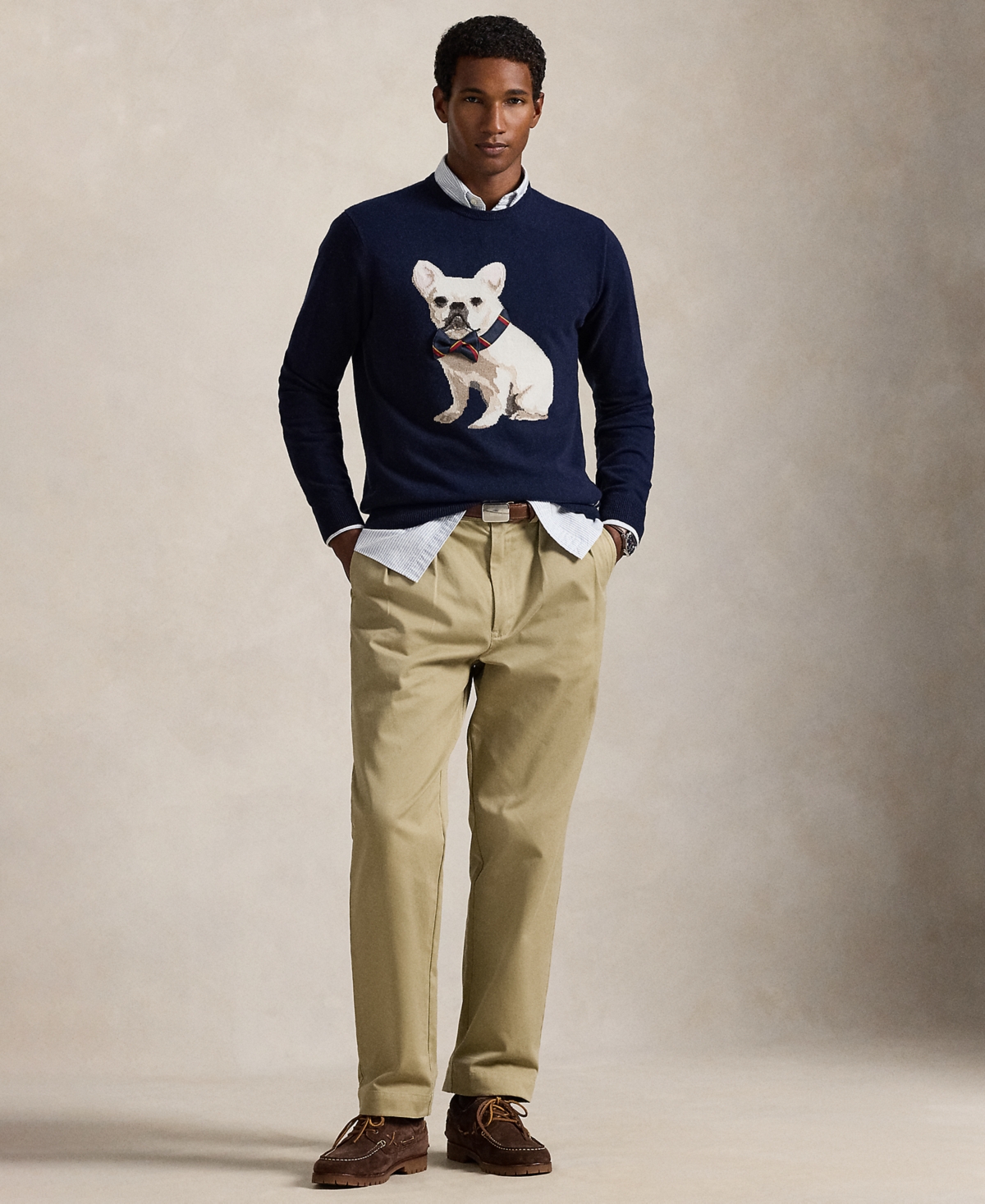Polo Ralph Lauren Men's Dog-intarsia Cashmere Sweater In Blue