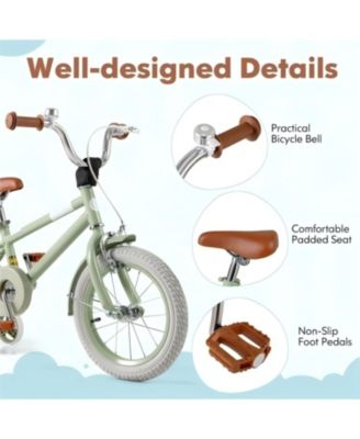 Kids Bike with Adjustable Handlebar and Saddle Green-14 Inches