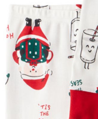 Toddler Boys or Toddler Girls 2-Piece Santa Print Top and Pants Pajama Set