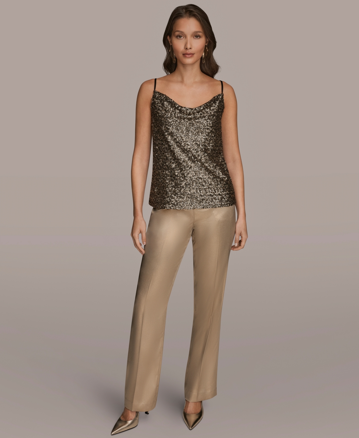 Donna Karan Women's Metallic Sequin Camisole Top In Multi
