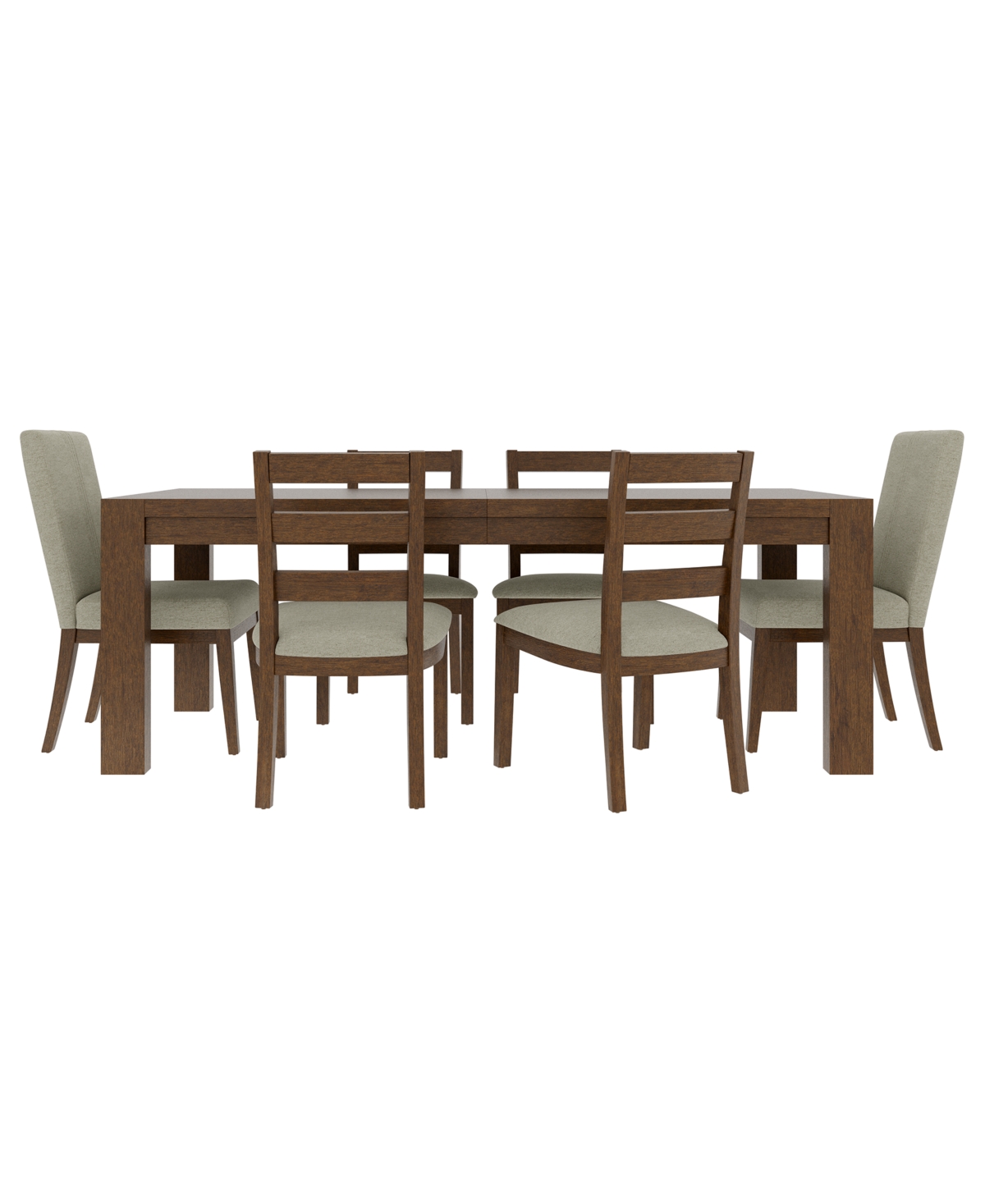 Macy's Furniture Davie Cracked Oak And Fabric Rectangle 7-pc. Dining Set In Brown