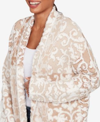 Petite Eyelash Scroll Jacquard Cardigan Sweater