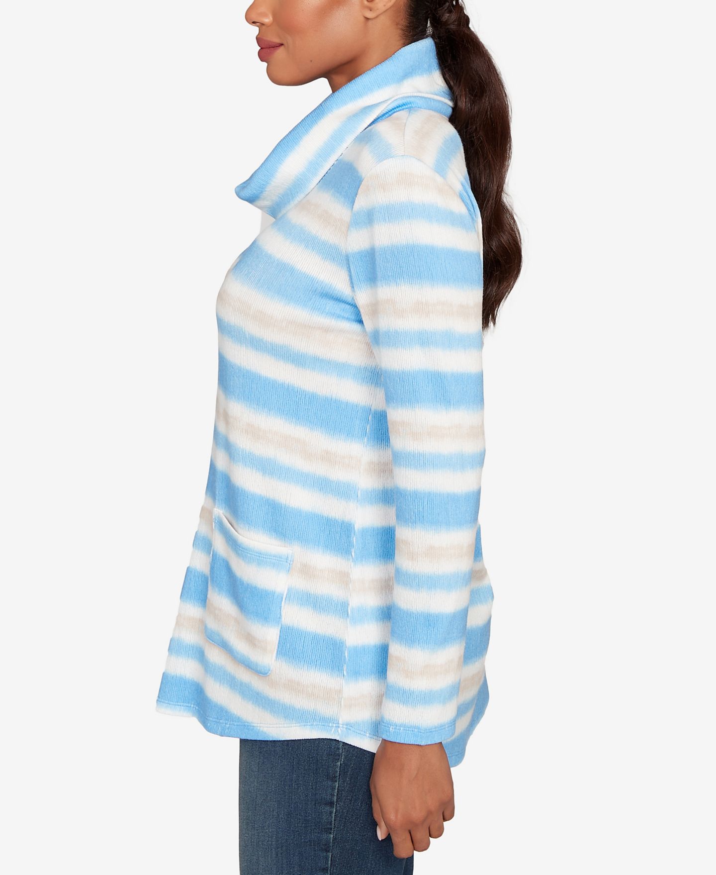 Женский топ Ruby Rd. Petite Ribbed Stripe Patch Pocket Knit, цвет: Разноцветный — фото 3