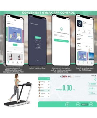 2-in-1 Electric Motorized Health and Fitness Folding Treadmill with Dual Display and Speaker-White