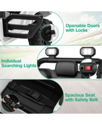 12V Kids Ride on Truck Car with Remote Control Threaded Wheels and 3 Speeds-White