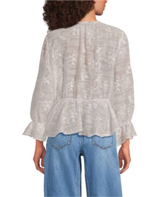 Women's Feminine Ruffle Chiffon V Neck Blouse