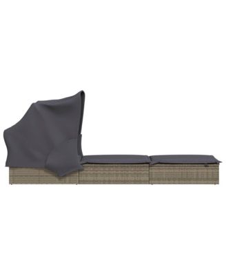 Sunbed Grey PE Rattan, Powder-Coated Steel 83.1 x 25.6 in