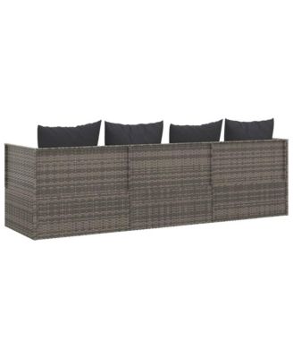 Outdoor Lounge Bed Grey Poly rattan, powder-coated steel, fabric