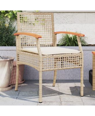 Garden Chair Set of 2 Beige and Brown PE rattan Medium