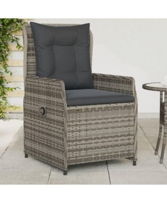 Reclining Garden Chair Grey PE rattan, powder-coated steel Single