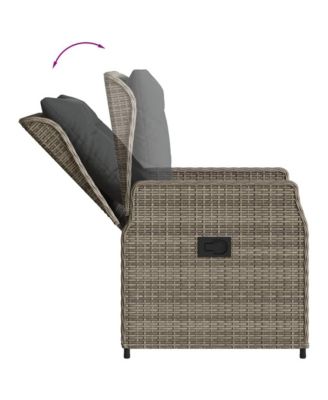 Reclining Garden Chair Grey PE rattan, powder-coated steel Single