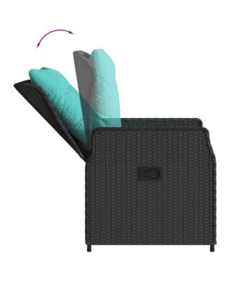 Reclining Patio Chair Black PE rattan Medium Adjustable Feet
