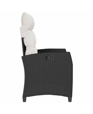 Reclining Garden Chair Black PE rattan Foldable