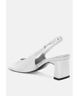 Women's AMBERIN Crinkled Metallic Slingback Heels