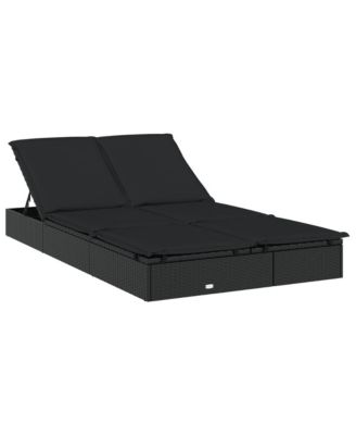 Sunbed Black PE rattan, powder-coated steel, fabric (100% polyester)