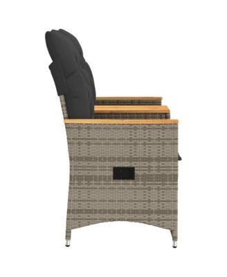 Reclining Garden Sofa Grey PE Rattan Standard for 2-seater sofas