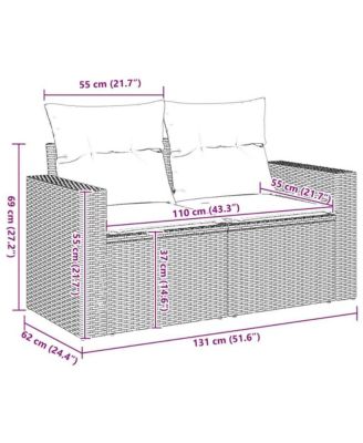Garden Sofa Beige PE Rattan Two-seater Adjustable Feet