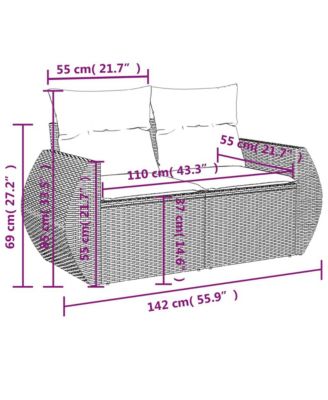 Garden Sofa Grey PE rattan Large Adjustable Feet