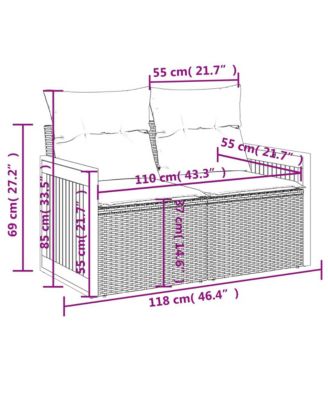 Patio Sofa with Cushions 2-Seater Gray Poly Rattan