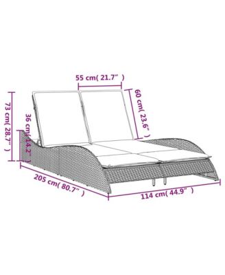 Patio Sun Lounger Gray PE rattan Dual seat large outdoor lounger