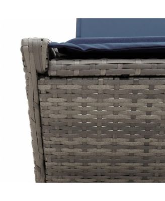 Patio Double Sun Lounger Gray PE Rattan Double