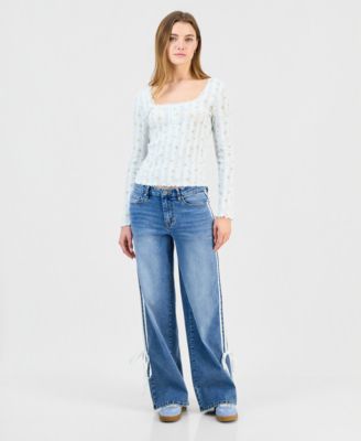 Juniors' Ultra 90s Mid-Rise Side-Stripe Jeans 