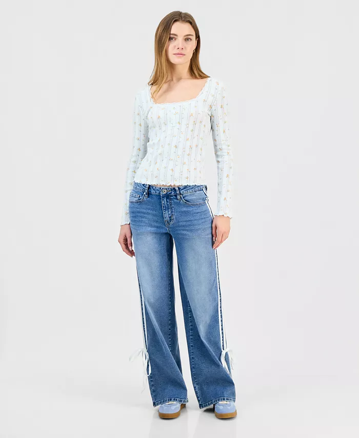 Juniors' Ultra 90s Mid-Rise Side-Stripe Jeans - thumbnail 2