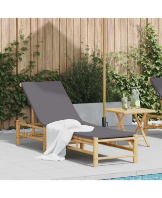 Sun Lounger Bamboo, Dark Grey Bamboo, 100% polyester Large