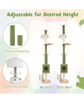 Floor to Ceiling Cat Tree w/ 86''-99.5'' Adjustable Height Space Capsule Condo