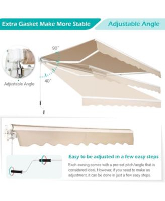 10'x8' Manual Retractable Awning Sun Shade, Patio Awning Canopy