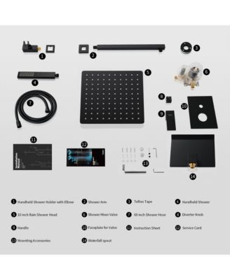 Waterfall Tub and Shower Faucet Set with Rain Shower System and Male NPT Connection