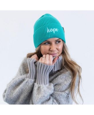 Women's Embroidered Hope Beanie - Teal