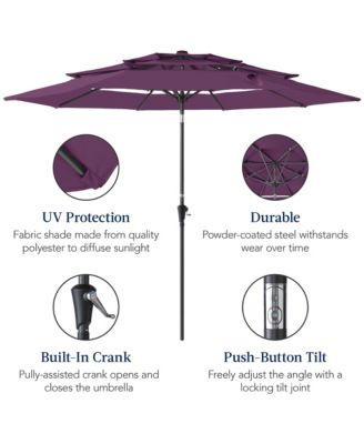 10ft 3-Tier Patio Umbrella, Market Sun Shade w/ Tilt Adjustment, Easy Crank