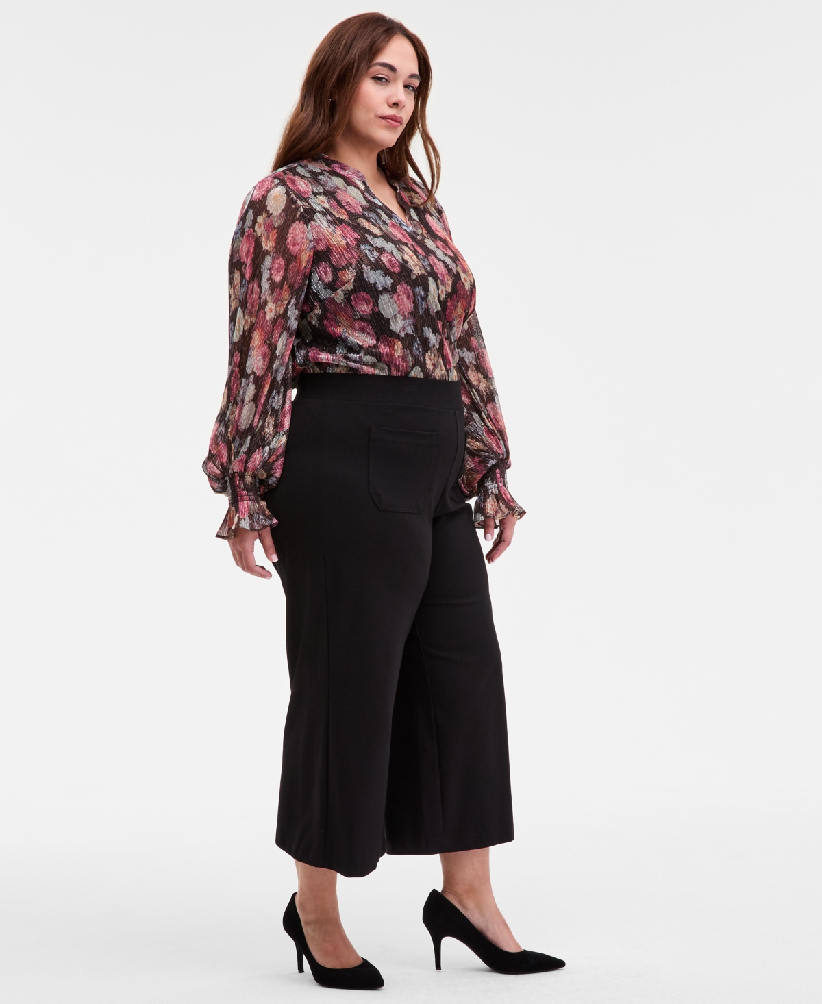 Vince Camuto Plus Size Stretch Bootcut Pants In Black