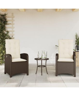Reclining Garden Chair Set of 2 Brown PE rattan Standard