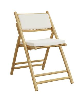 Bistro Chair Set of 2 Cream white Bamboo Standard Foldable