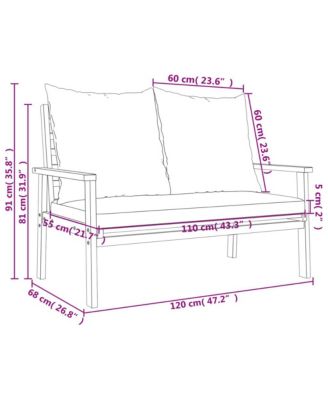 Garden Sofa Bench Cream White, Natural Wood