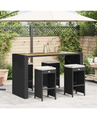 Garden Bar Stool Set of 4 Black, Cream