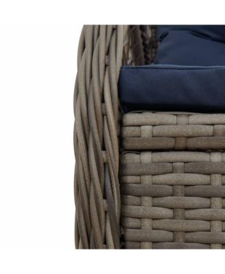 Reclining Patio Chair Gray and Navy Blue